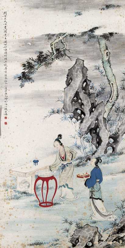 于小莲 庚辰年作 仕女图 立轴